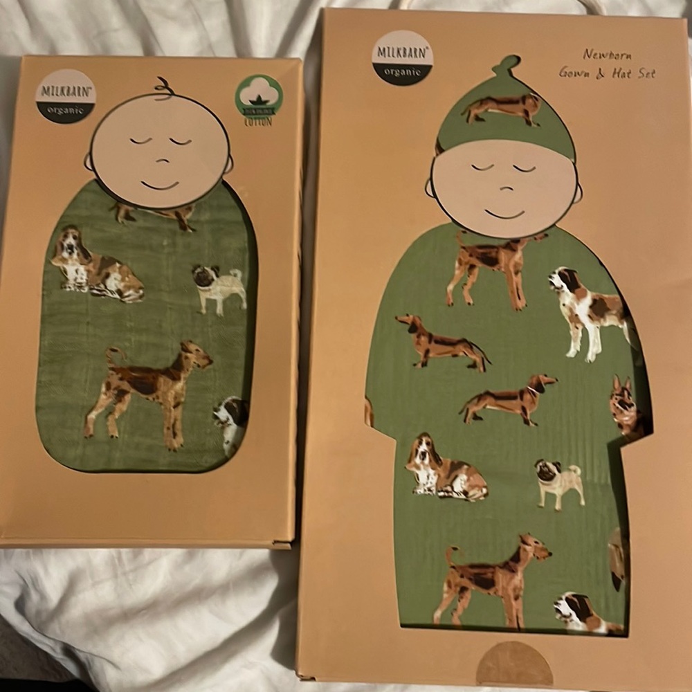 Milkbarn organic swaddle and gown set